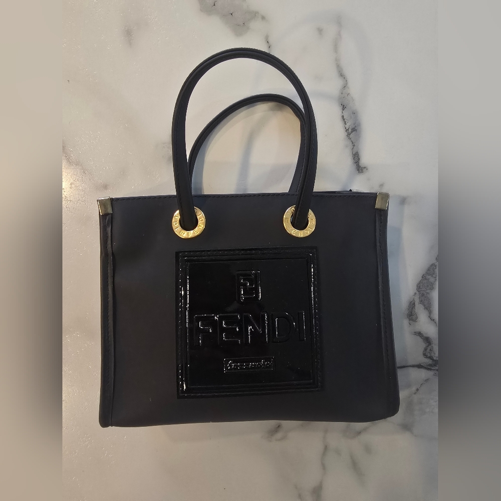 FENDI Black Rubber FF Logo Shoppers Tote